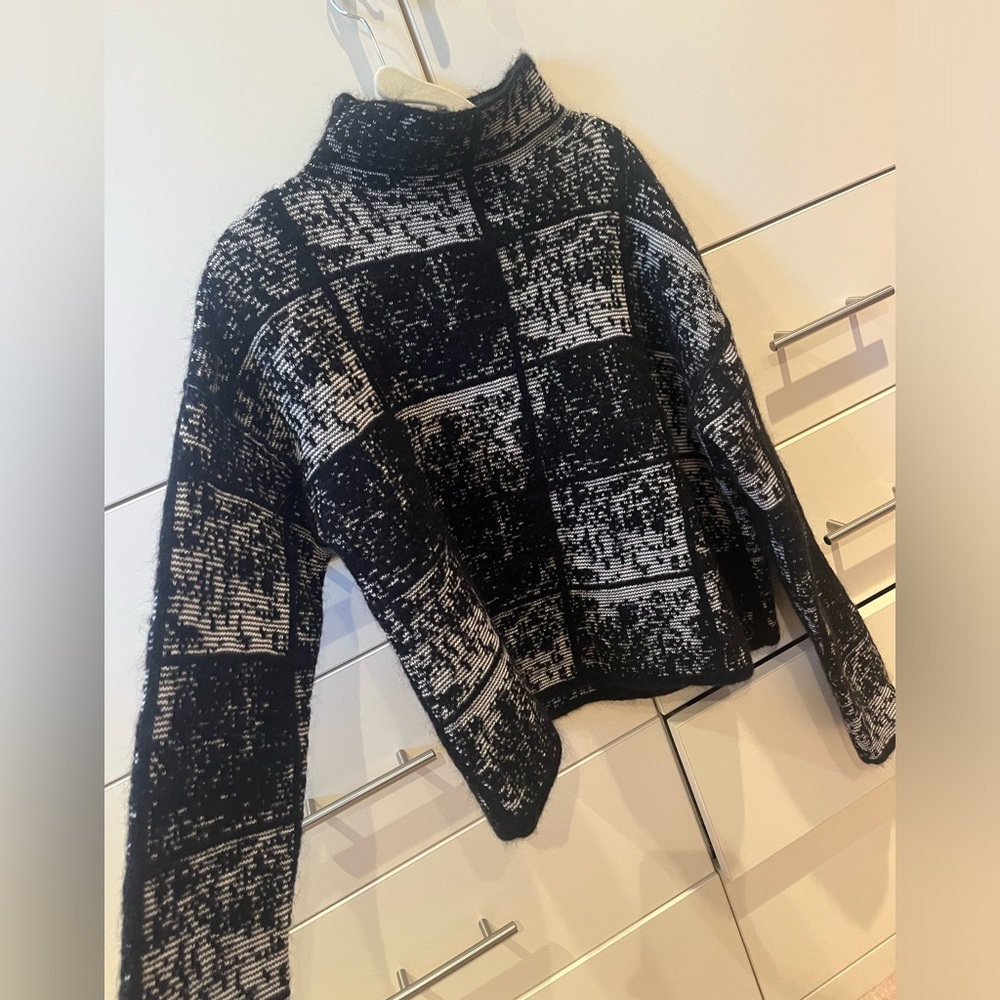 Black plaid wool sweater